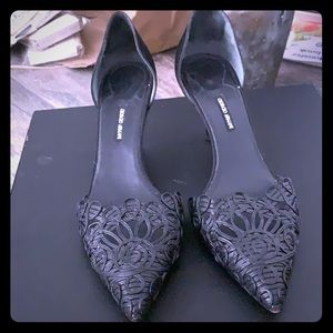 GIORGIO ARMANI BLACK LEATHER HEELS